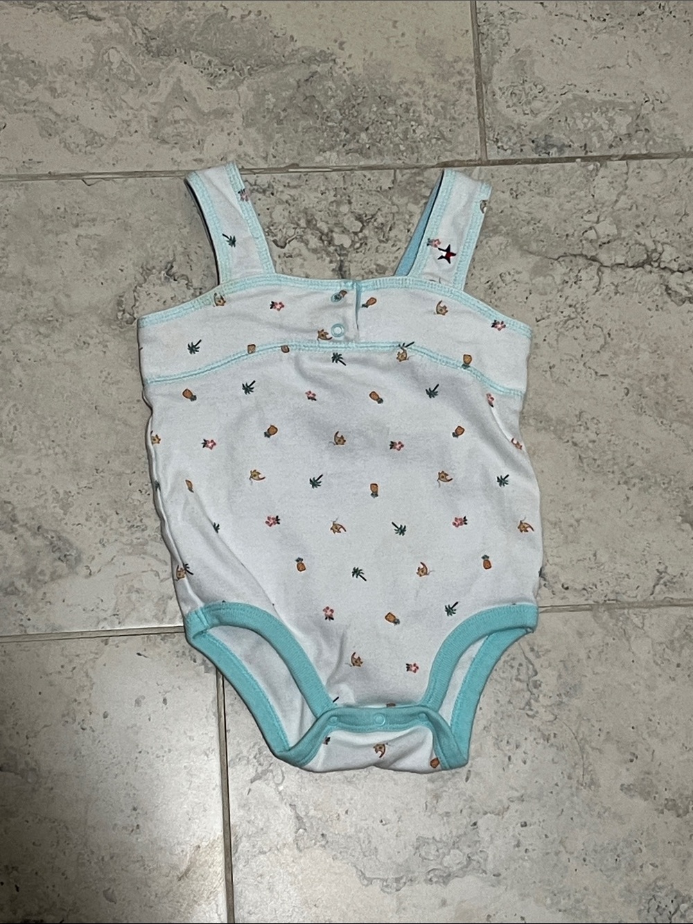 Tommy Hilfiger White Baby One-Piece Bodysuit with Light Blue Trim